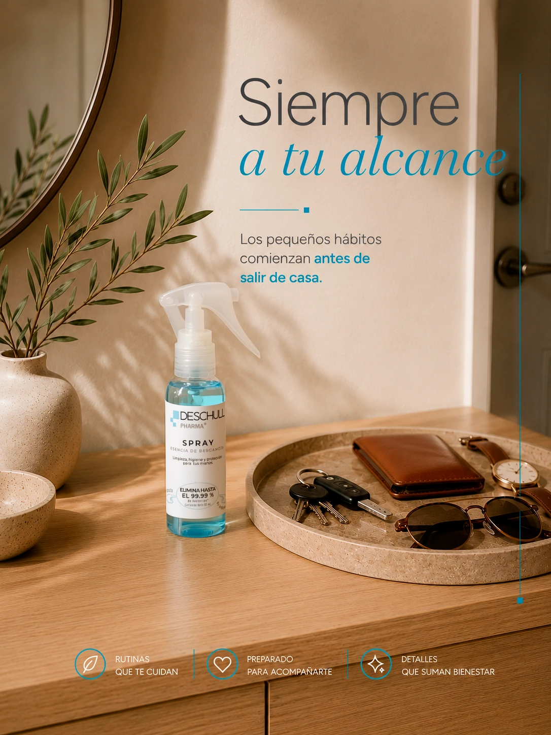 Aplicación del spray para manos