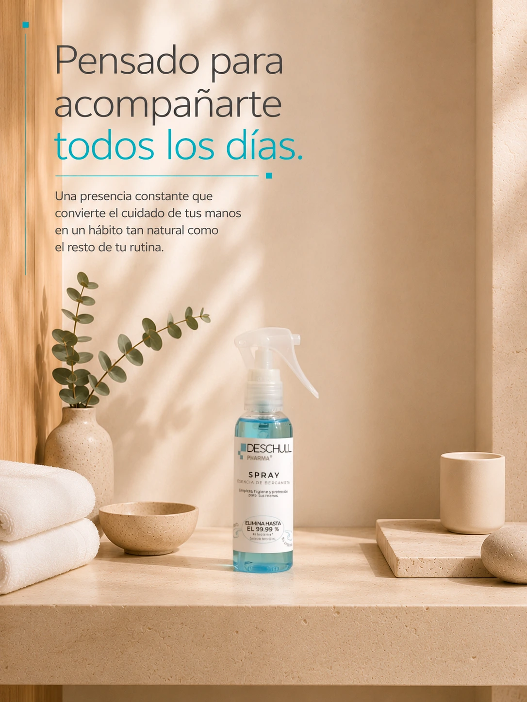 Producto Deschull Pharma en una rutina portátil